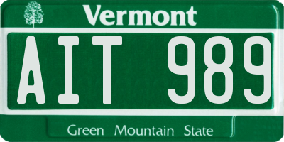 VT license plate AIT989