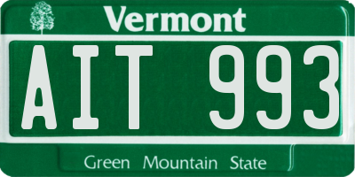 VT license plate AIT993