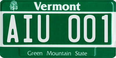 VT license plate AIU001