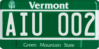 VT license plate AIU002