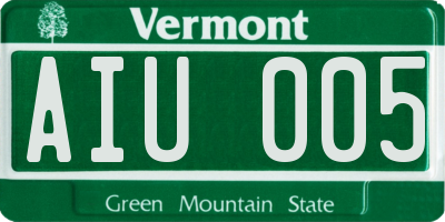 VT license plate AIU005