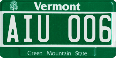 VT license plate AIU006