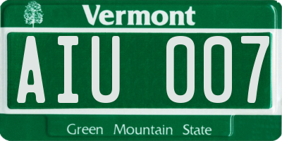 VT license plate AIU007