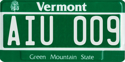 VT license plate AIU009