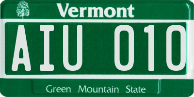 VT license plate AIU010