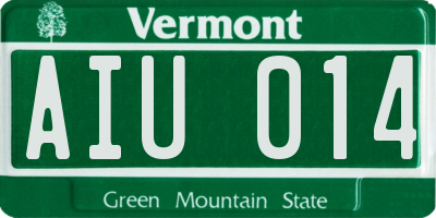 VT license plate AIU014