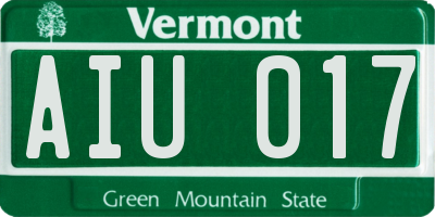VT license plate AIU017