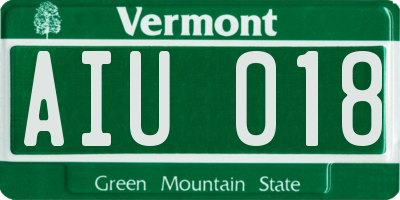 VT license plate AIU018