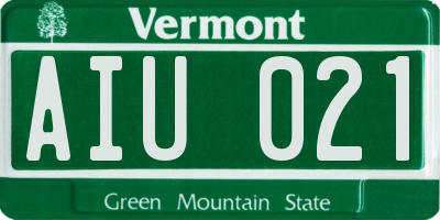 VT license plate AIU021