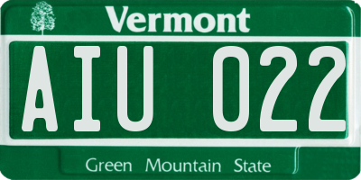 VT license plate AIU022