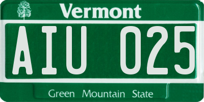VT license plate AIU025