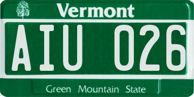 VT license plate AIU026