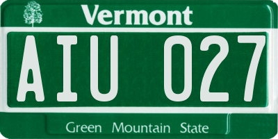 VT license plate AIU027