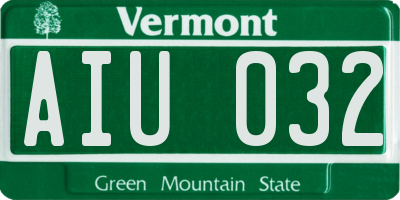 VT license plate AIU032