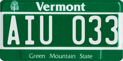 VT license plate AIU033