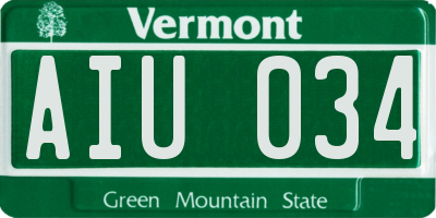 VT license plate AIU034