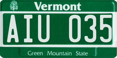 VT license plate AIU035