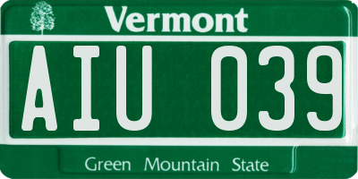 VT license plate AIU039