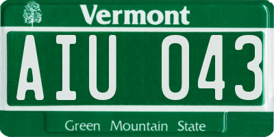 VT license plate AIU043