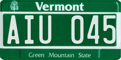 VT license plate AIU045