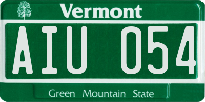 VT license plate AIU054