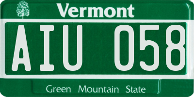 VT license plate AIU058