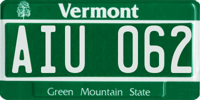 VT license plate AIU062