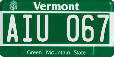 VT license plate AIU067