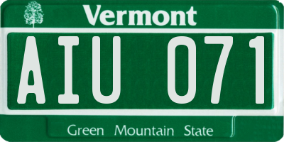 VT license plate AIU071