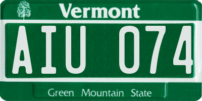 VT license plate AIU074