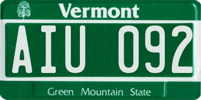 VT license plate AIU092