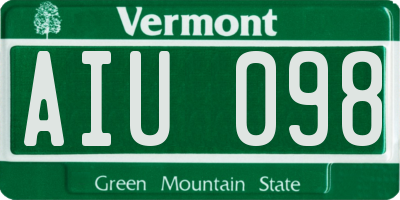 VT license plate AIU098