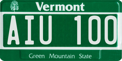 VT license plate AIU100