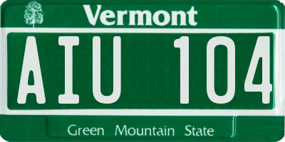 VT license plate AIU104