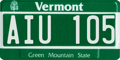 VT license plate AIU105