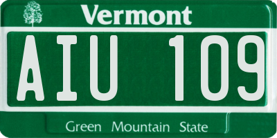 VT license plate AIU109