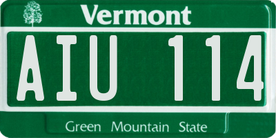 VT license plate AIU114