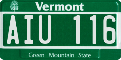 VT license plate AIU116