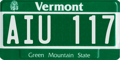 VT license plate AIU117