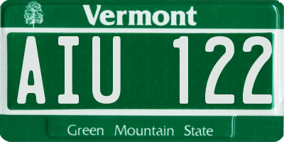 VT license plate AIU122