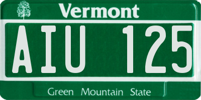VT license plate AIU125