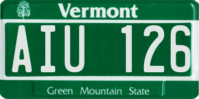 VT license plate AIU126