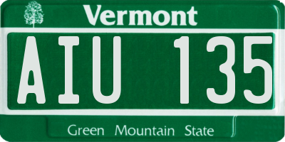 VT license plate AIU135