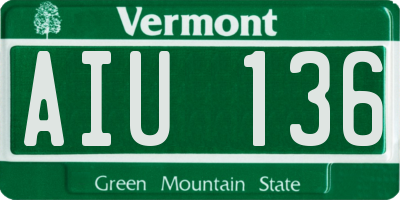 VT license plate AIU136