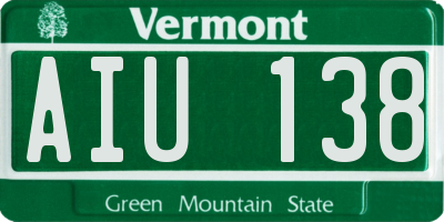 VT license plate AIU138