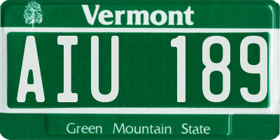 VT license plate AIU189