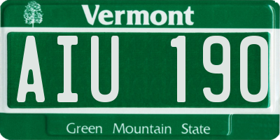 VT license plate AIU190