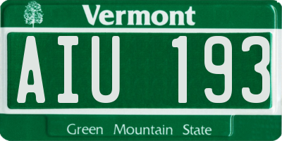 VT license plate AIU193
