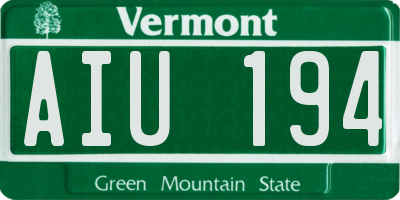 VT license plate AIU194