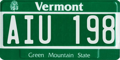 VT license plate AIU198